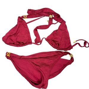 Helen Jon Red Bikini with Gold Accents